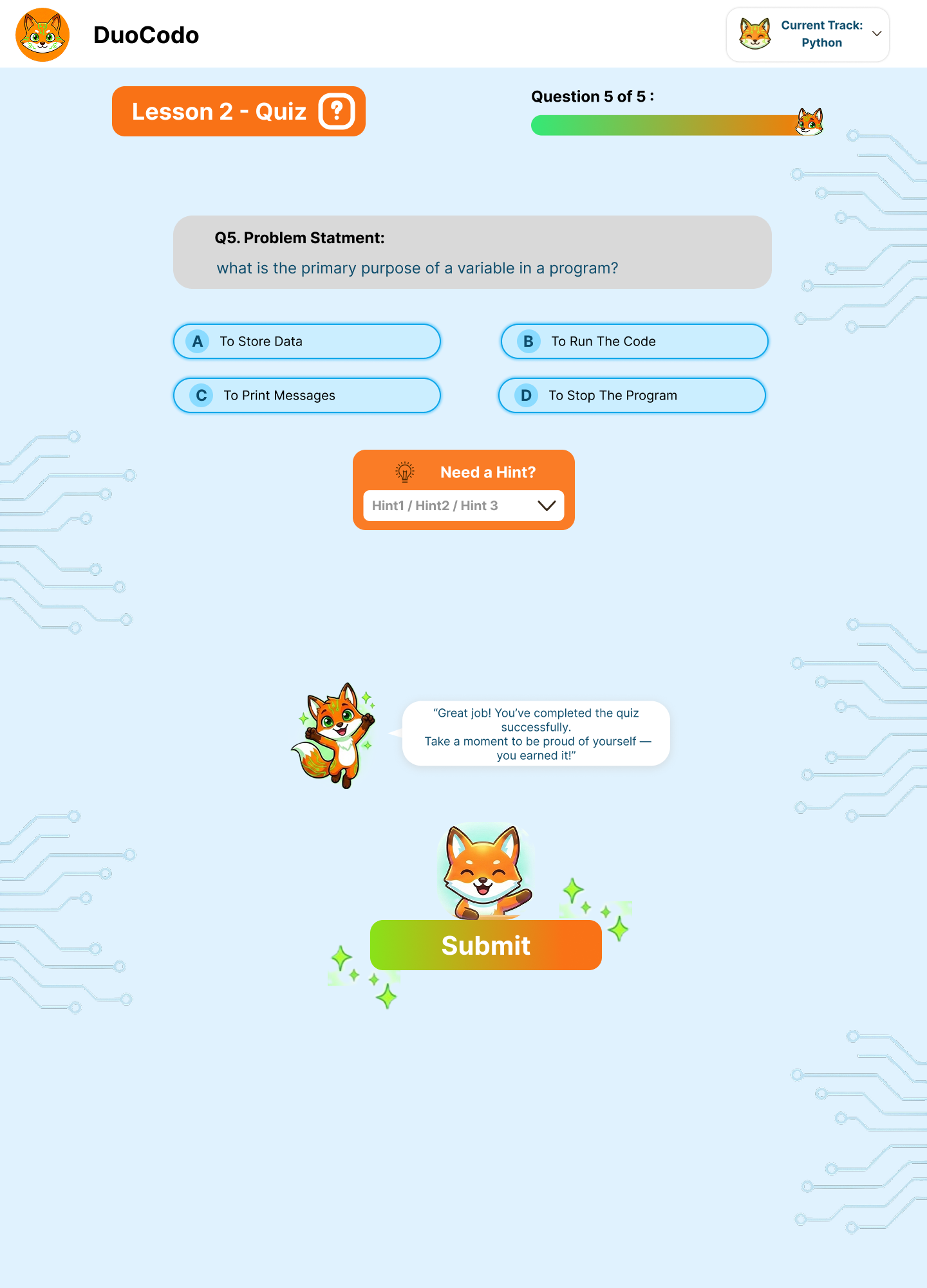 Multiple Choice Quiz