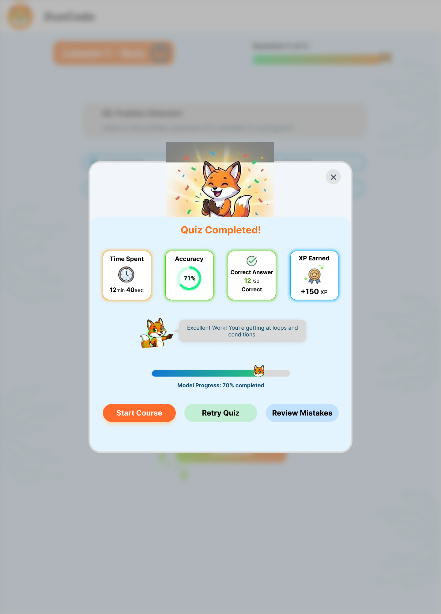 Quiz Completion Screen