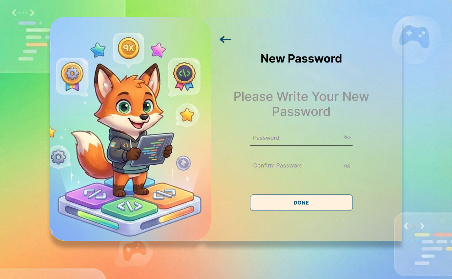 New Password Creation Screen